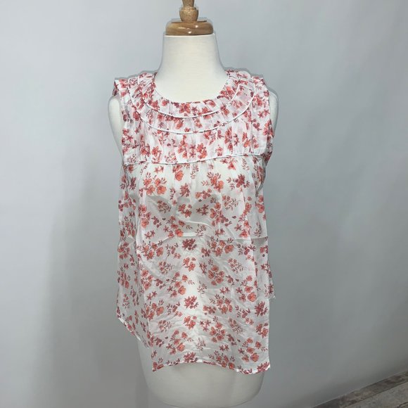 Pink Floral Blouse with Neckline Detail - Picture 1 of 4